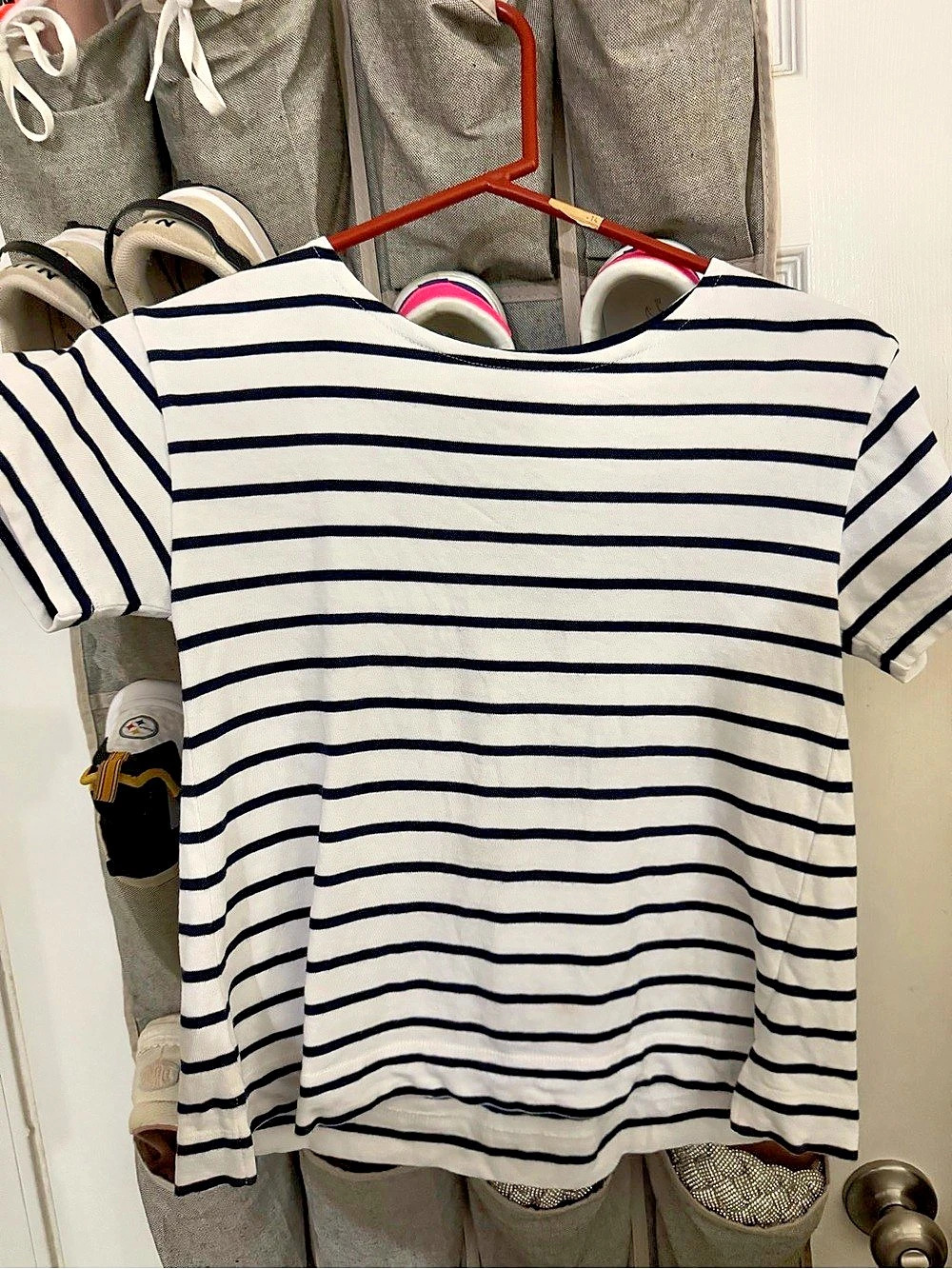 vineyard vines Striped Short Sleeve Top in White & Blue Size XXS